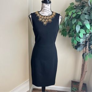 Adam by Adam Lippes Jewel Embellished Sheath Cocktail Dress Black Sz 2